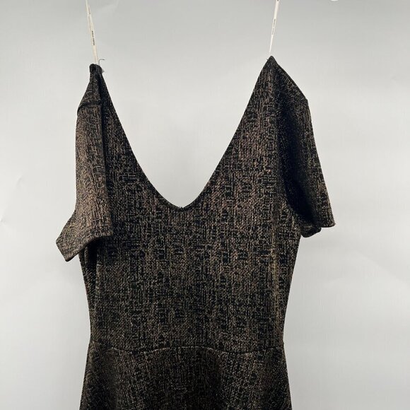 Rolla Coster Women's Short Sleeve A-Line Dress Black/Gold Size Small Above Knee - Picture 2 of 8